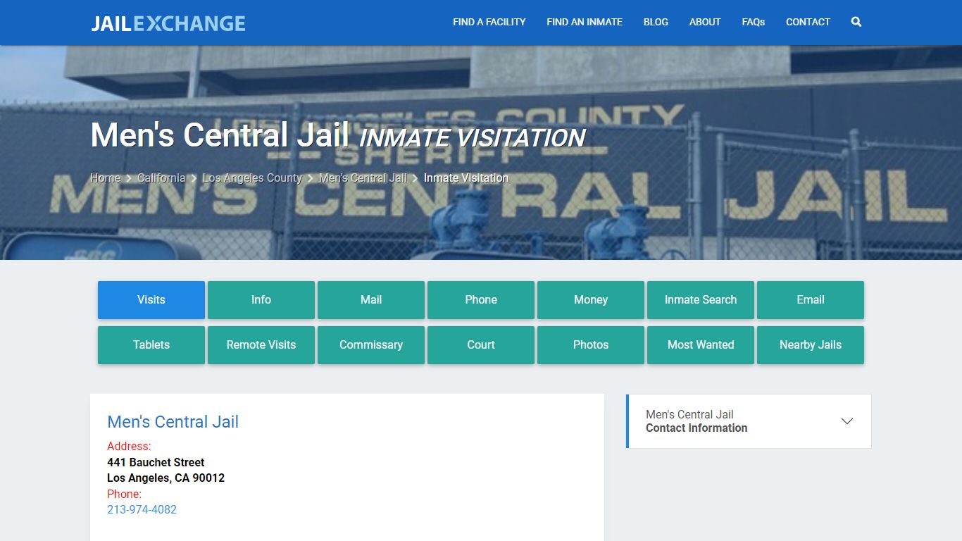 Inmate Visitation - Men's Central Jail, CA - Jail Exchange
